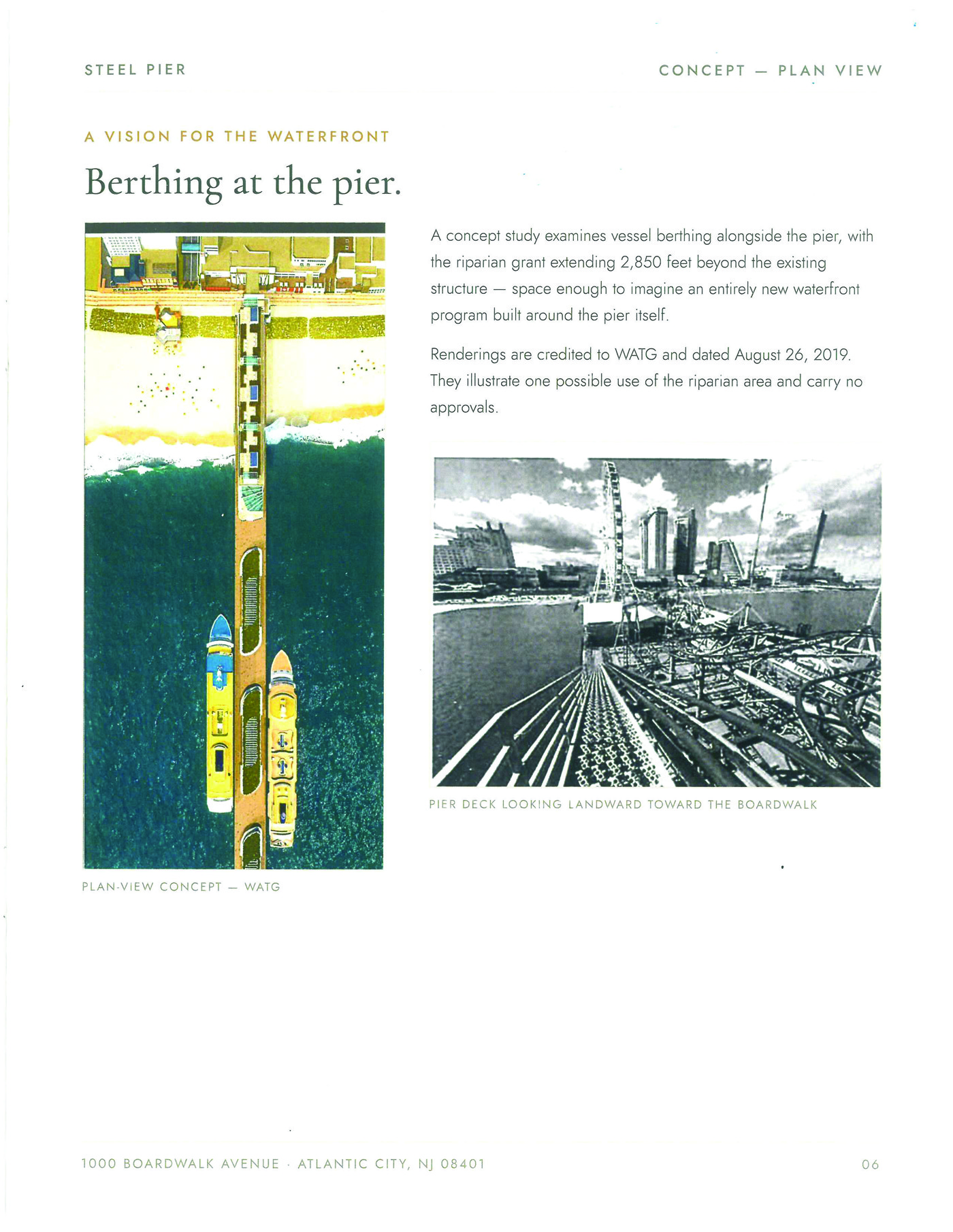 WATG concept rendering - waterfront vision with vessel berthing